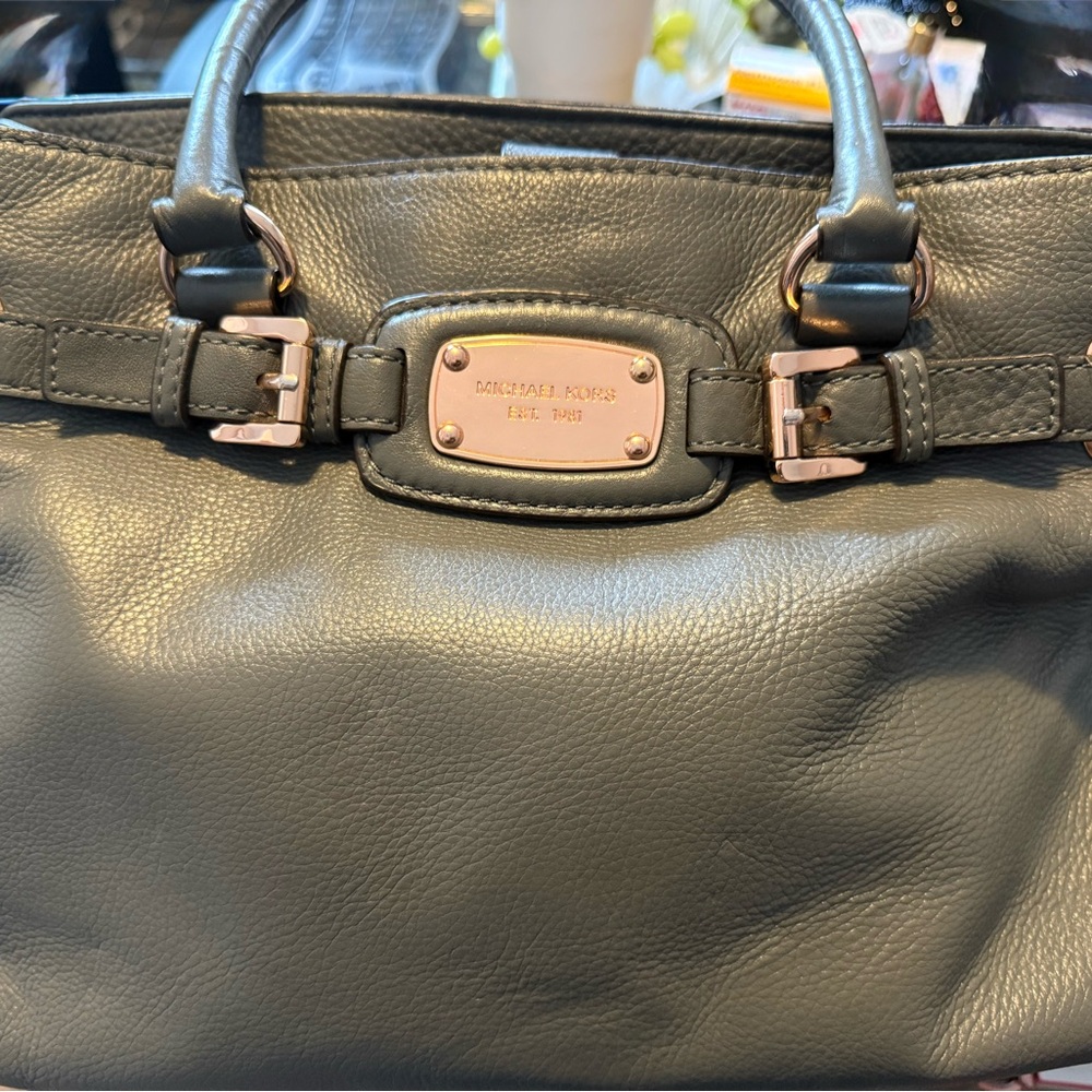 Michael Kors Gray Pebbled Leather Satchel w/ Gold Hardware - Picture 1 of 6